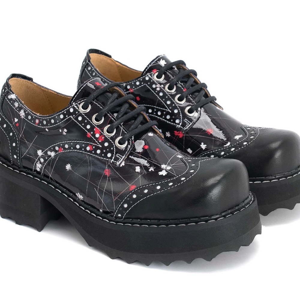 John Fluevog Floral Lace-Up Platform Shoe
